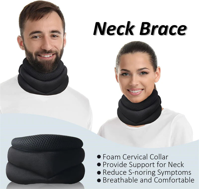 Neck Brace, Foam Cervical Collar for Sleeping, Soft Neck Support Relieves Pain & Pressure in Spine After Whiplash or Injury, Wraps Aligns Stabilizes Vertebrae (Comfort, Blue, Medium, 3″)